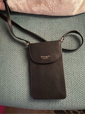 kate spade black saffiano crossbody phone pouch